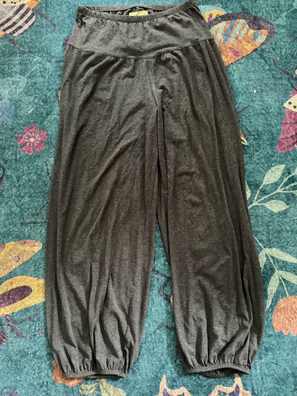 Gudrun Sjoden Dark Gray Elastic Hem Wide Leg Puff Pants M Loungewear Cotton VGUC